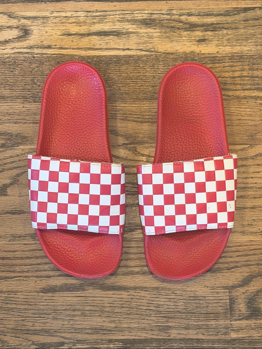 Vans Red and White Checker Slide Sandals